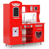 Cuisine En Jouet Pour Enfants Mdf 84X31X89 Cm Rouge Blanc - priveeshop.com