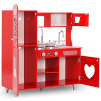 Cuisine En Jouet Pour Enfants Mdf 84X31X89 Cm Rouge Blanc - priveeshop.com
