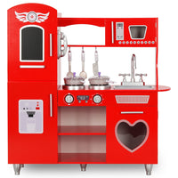Cuisine En Jouet Pour Enfants Mdf 84X31X89 Cm Rouge Blanc - priveeshop.com