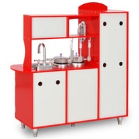 Cuisine En Jouet Pour Enfants Mdf 84X31X89 Cm Rouge Blanc - priveeshop.com