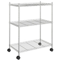 Étagère De Rangement 3 Niveaux Et Roues 60X35X81Cm 150Kg Chrome - priveeshop.com