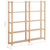 Étagère De Stockage 5 Niveaux 170X28,5X170Cm Bois De Pin Massif Naturel - priveeshop.com