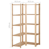 Étagère D'angle De Rangement 5 Niveaux 82,5X82,5X170 Cm Pin - priveeshop.com