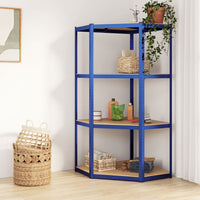 Étagère D'angle À 5 Niveaux Acier Et Bois D'ingénierie Bleu - priveeshop.com