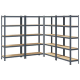 Étagères De Rangement 5 Niveaux 4 Pcs Acier Et Bois Anthracite - priveeshop.com