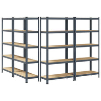 Étagères De Rangement 5 Niveaux 4 Pcs Acier Et Bois Anthracite - priveeshop.com