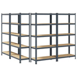 Étagères De Rangement 5 Niveaux 4 Pcs Acier Et Bois Anthracite - priveeshop.com