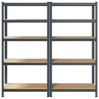 Étagères De Rangement 5 Niveaux 2 Pcs Acier Et Bois Anthracite - priveeshop.com
