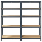 Étagères De Rangement 5 Niveaux 2 Pcs Acier Et Bois Anthracite - priveeshop.com