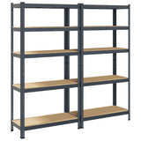 Étagères De Rangement 5 Niveaux 2 Pcs Acier Et Bois Anthracite - priveeshop.com