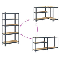 Étagères De Rangement 5 Niveaux 2 Pcs Acier Et Bois Anthracite - priveeshop.com