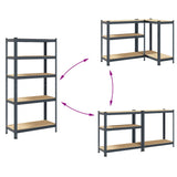 Étagères De Rangement 5 Niveaux 2 Pcs Acier Et Bois Anthracite - priveeshop.com