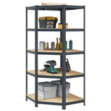 Étagères De Rangement 5 Niveaux 2 Pcs Acier Et Bois Anthracite - priveeshop.com